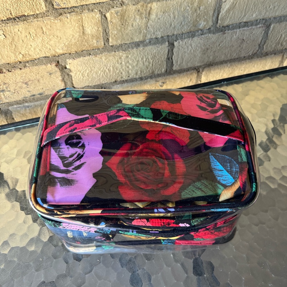 Vera Bradley Red and Purple Cosmetic Bag with Floral Design